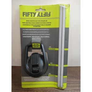 Fifty/Fifty A68002BK0 Wide Mouth Cap Lid Water Bottle with 2 Straws Black